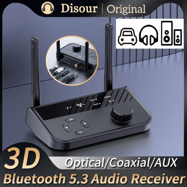 Lautsprecher Bluetooth 5.3 3D-Stereo-Audioempfänger optisch/koaxial/3,5 mm AUX Analog-Digital-Signalausgang Wirelss-Adapter für Autolautsprecher