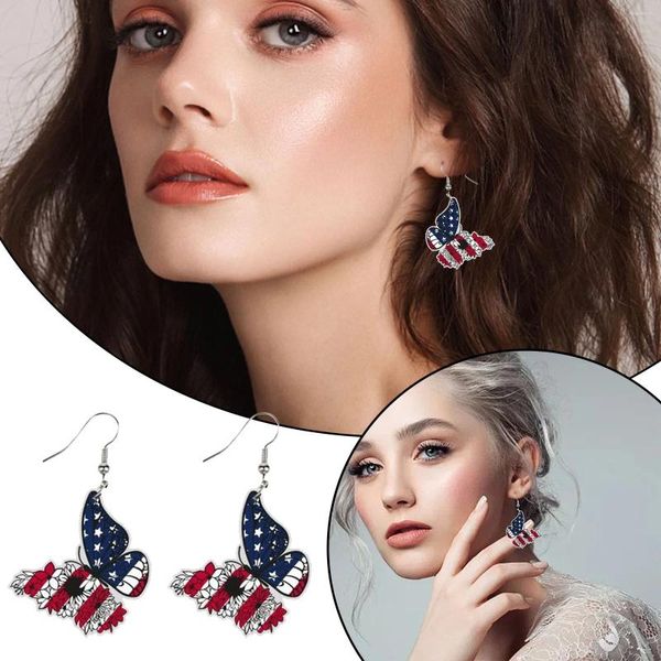 Orecchini pendenti Giorno dell'Indipendenza Americana, 4 luglio, Accessori per le orecchie, Bandiera, Farfalla, Ornamento pendente