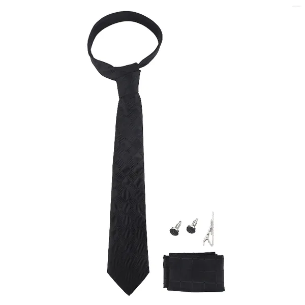 Orecchini pendenti da uomo in poliestere e seta, cravatta, modello semplice, cravatta, fazzoletto, manica, bottone, morsetto, abito formale, business