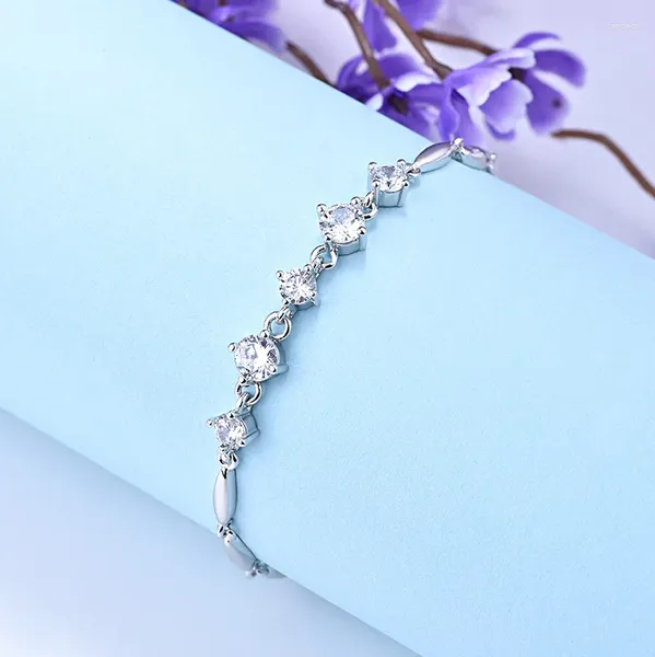 Braccialetti Link Bracciale di cristallo zircone cubico per donne Love Gift Vintage Authentic 925 Silver Agle Bangle di gioielli