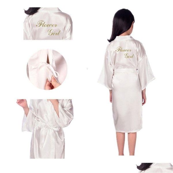 Пижамы оптом, халаты с золотыми блестками для девочек, шелковистые атласные халаты для девочек на свадьбу, детские халаты L239 230601 Drop Dhzdt