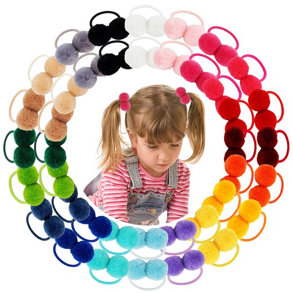 40 pezzi 20 colori 1.4 piccola solida doppia palla di pelo con corda elastica fascia fatta a mano per bambini accessori per capelli per ragazze 240223