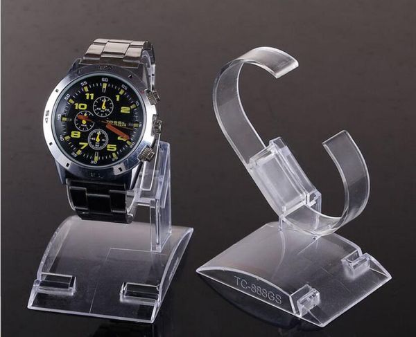 20 pçslot venda c anéis estilo plástico transparente relógio de pulso display titular rack loja mostrar suporte tamanho grande para man8310393