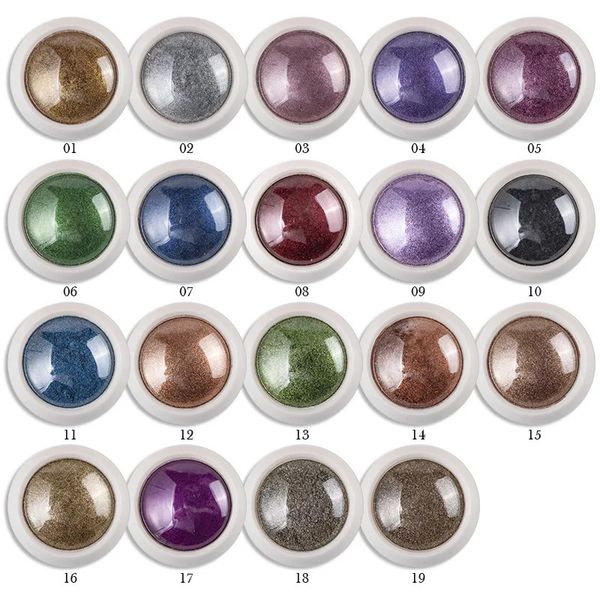 19 Jarset Espelho Rub Prego Pó Metálico Cores Glitter Metal Efeito Arte UV Polonês Cromo Pigmento 05g 240219