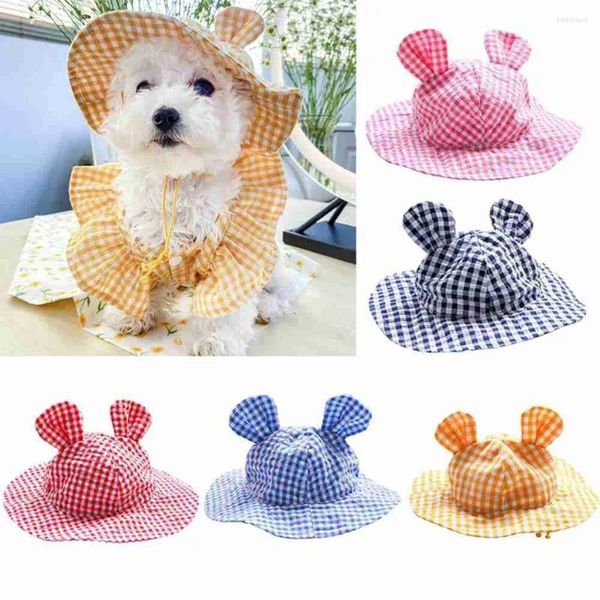 Abbigliamento per cani Accessori comodi per gatti Paralume scozzese per orecchie Cappello da sole regolabile Cappello per animali domestici Cappuccio protettivo solare