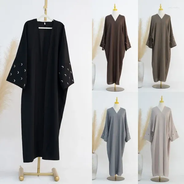 Abbigliamento etnico Abaya musulmano Abito da donna arabo ricamato Manica lunga Elegante cardigan Casual Burqa Abito ampio