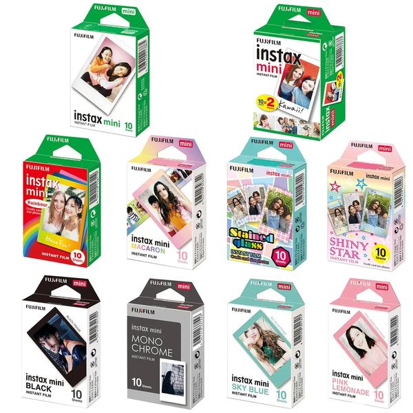 10-20 Sheets Fujifilm Instax Mini Film Anında Siyah Çerçeve Makarna Makarna Gökkuşağı Po Kağıt Mini için 11 9 8 7S 70 25 50 90 SP-2 240221