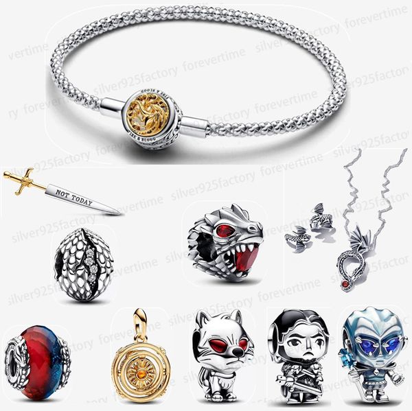 NUOVI bracciali con ciondoli firmati per donna moda Collana in argento 925 Fai da te adatti Orecchini Pandoras Giochi di Troni Bracciale con ciondoli Set gioielli regalo per feste con scatola