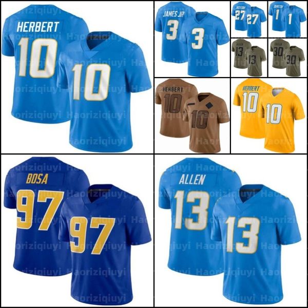 10 Justin Herbert Quentin Johnston Football Jersey Derwin James Joey Bosa Austin Ekeler Mike Williams Ladainian Tomlinson Khalil Mack Samuel Jr