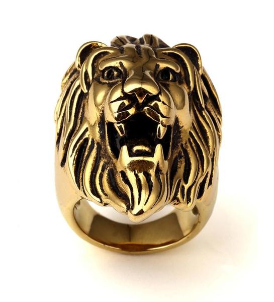 Der neue Ring Hip Hop Löwenkopf Indianerhäuptling Jesus 18K Gold Qualitätsring 4759264