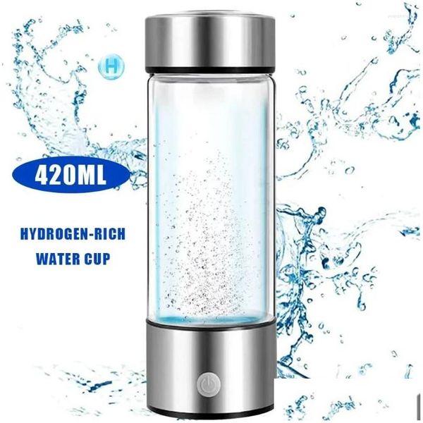 Wasserflaschen 420 ml wasserstoffreicher Becher elektrische wasserstoffreiche Generatorflasche Titan-Qualitätsfilter tragbarer Antioxidans-Lonizer D Dh7Nm