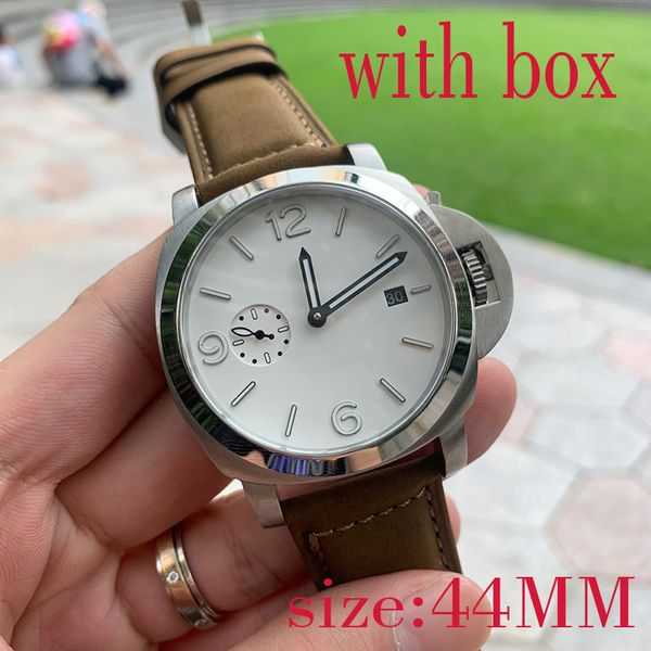 Relógio de luxo masculino relógio de designer superior relógio de alta qualidade 44mm relógio automático de aço inoxidável à prova d'água relógio de couro de marca relógio de limpeza relógio de safira