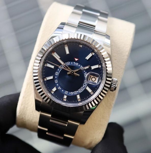 2024 Mais novo Sky Dweller 42mm Aço Jubileu Azul Face 326934 Safira Inoxidável Automático À Prova D 'Água Relógio Masculino Moda