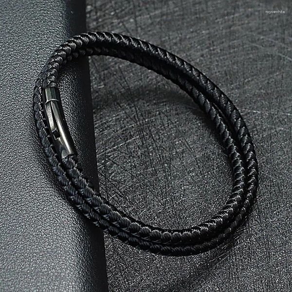 Charm-Armbänder, geflochtenes Herren-Armband, handgefertigt, 2 Schichten, 4 mm Kiel, RPPE-Armband, schwarze Edelstahl-Schnalle, modische Braslets, Festival