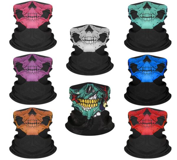 Bandane con teschio Hip Hop senza soluzione di continuità Copricapo magico Maschera da equitazione Tubo Collo Viso Foulard Sport Fascia magica Bandana Puntelli di Halloween4686925