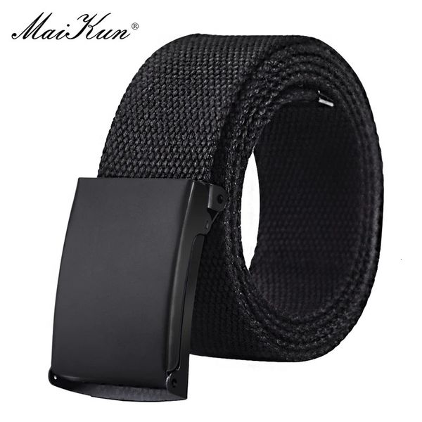 MaiKun Cintura in tela Cinture da uomo Fibbia con cursore in metallo per uomo Cinturino tattico militare maschile per pantaloni Jeans 240219
