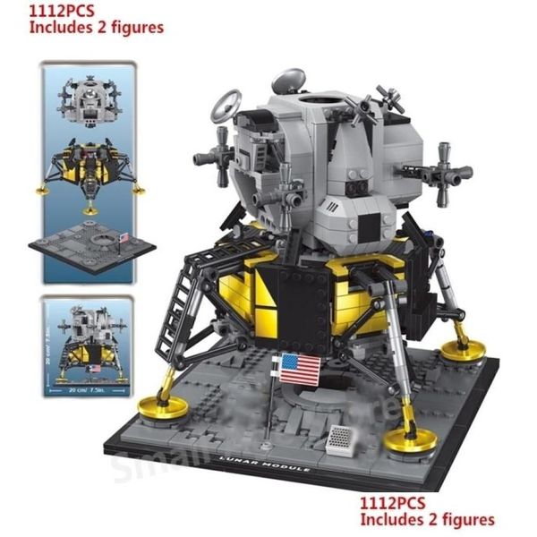 Blocchi Creator Expert Apollo 11 Luna Razzo spaziale Lunar Lander Compatibile 10266 Kit di costruzione Giocattoli per ragazzi Regalo per bambini Consegna di goccia Dhmp7