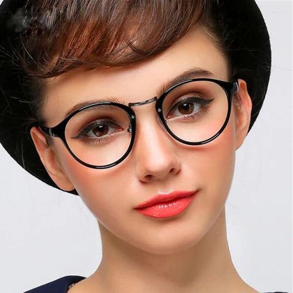 Güneş Gözlüğü Çerçeveleri Retro Yuvarlak Kedi Göz Okuma Gözlükleri Kadınlar ve Erkek Moda Gözlükler Temiz Lensler Bilgisayar Gözlükleri