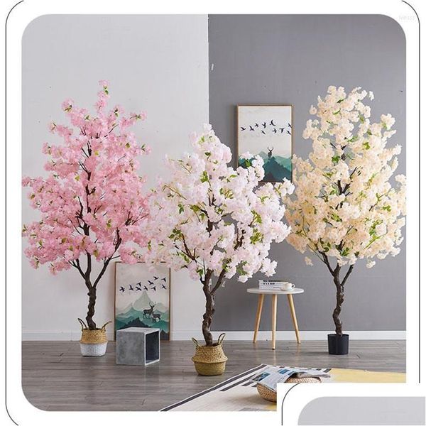 Ghirlande di fiori decorativi Decorazioni per la casa Pianta finta artificiale Fiore di nozze Fiori di ciliegio Albero Bonsai Ornamenti per la decorazione Li Dh2Ef