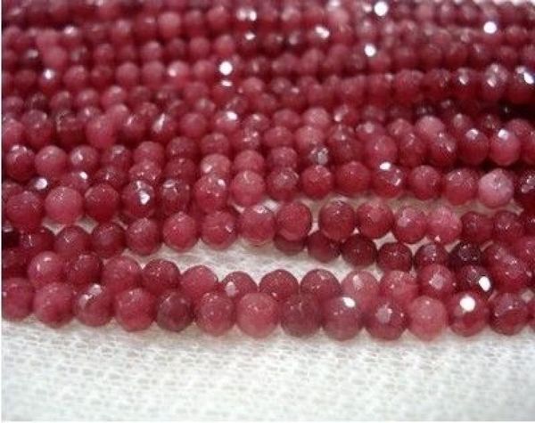 Perle sciolte rotonde di rubino rosso sfaccettato brasiliano da 4 mm, pietra preziosa 150390398286309