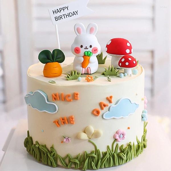 Fontes de festa 3d cogumelo cenoura bolo topper tema selva crianças 1º aniversário feliz páscoa decoração chá de bebê