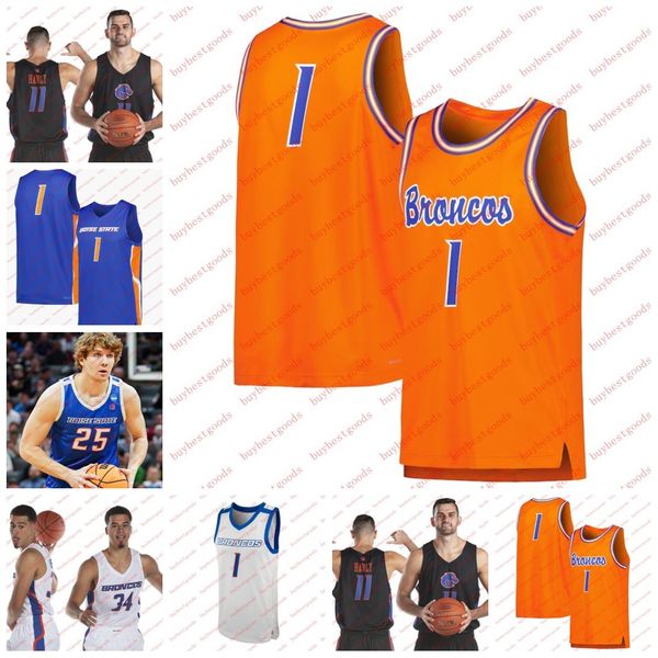 Maglia da basket personalizzata Boise State Broncos Chibuzo Agbo Max Rice 10 Marcus Shaver Jr. 13 Pavle Kuzmanovic 14 Mohamed Sylla Maglie