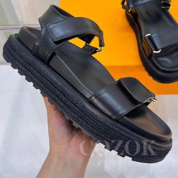 Sandalen 2024 Damen Sommer Seil Weben Design Plattform rutschfeste dicke untere weibliche Schuhe