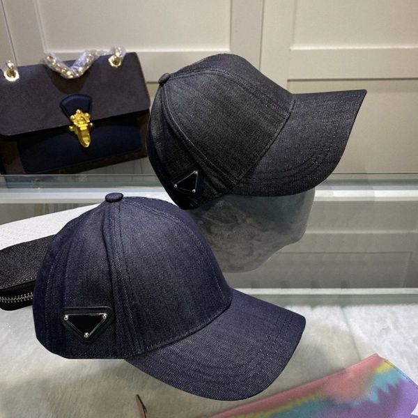 Designer Ball Caps Casual Cap Deep Denim Street Fashion Hüte für Frau 2 Farbe Solide Cowboy Dome307k