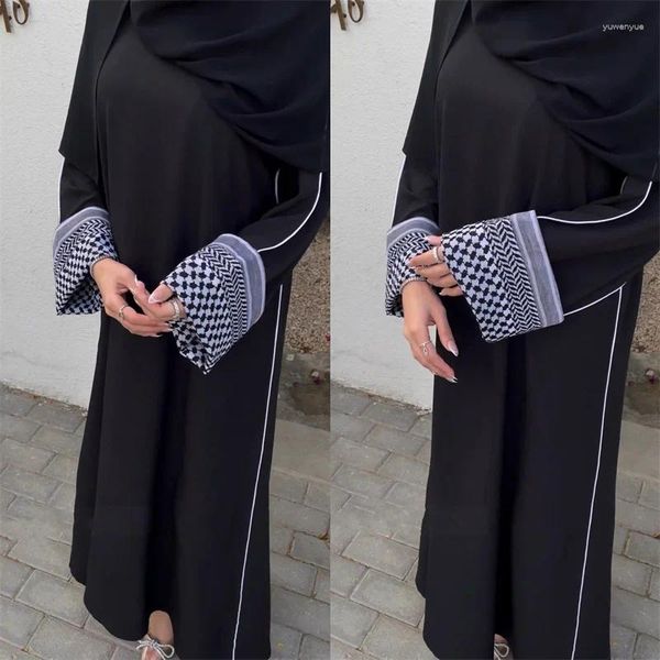 Roupas étnicas Linho fechado abaya muçulmano hijab vestido retalhos abayas para mulheres dubai turquia eid ramadan islâmico kaftan modesto