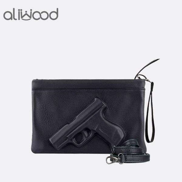Sacos de ombro 3d impressão arma pistola saco marca feminina corrente mensageiro designer bolsa embreagem senhoras envelope embreagens crossbody bolsas237h