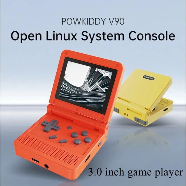 Powkiddy v90 3.0 polegadas tela ips console de jogos de código aberto 64gb mini bolso retro handheld consoles de jogos de vídeo jogador caixa de jogos 240221