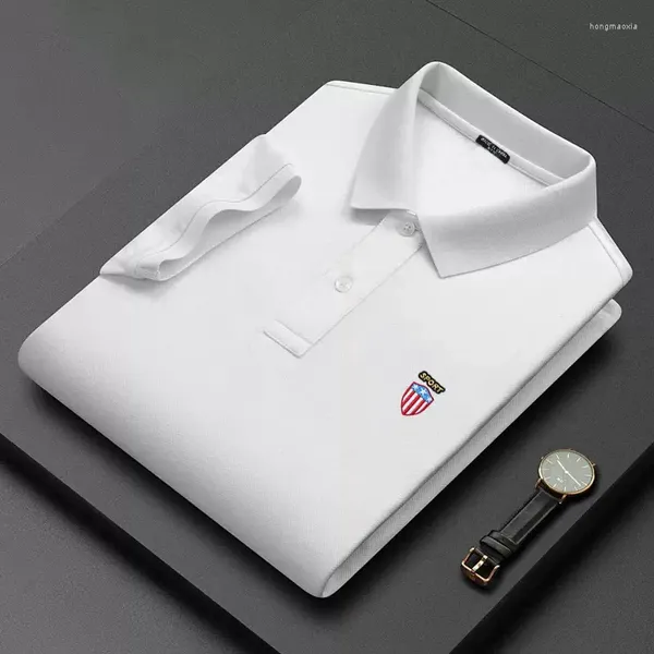 Erkek Polos Yüksek Son Tasarımcı Pamuk Moda Polo Gömlek Yaz Günlük Kısa Kollu T-Shirt Yakel Trend Erkek Tee Tee