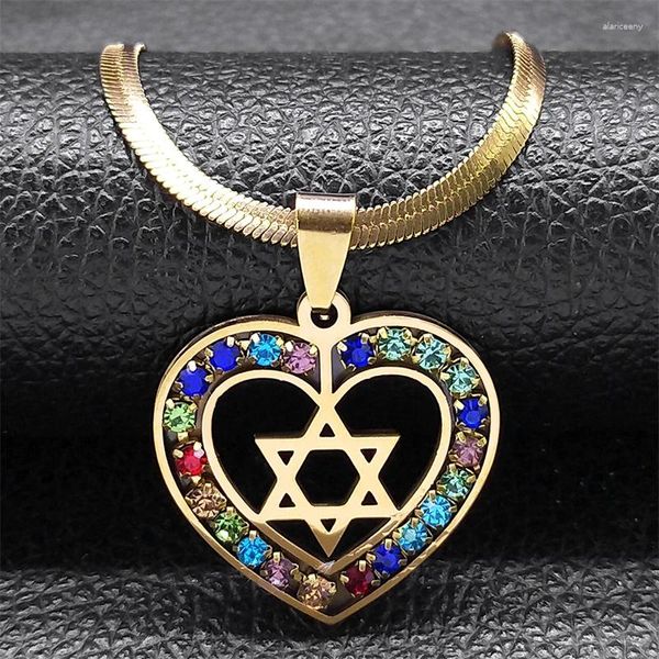 Anhänger Halsketten Herz Hexagramm Jüdische Halskette Für Frauen Männer Edelstahl Gold Farbe Stern Von David Amulett Kette Geschenk Schmuck Colar