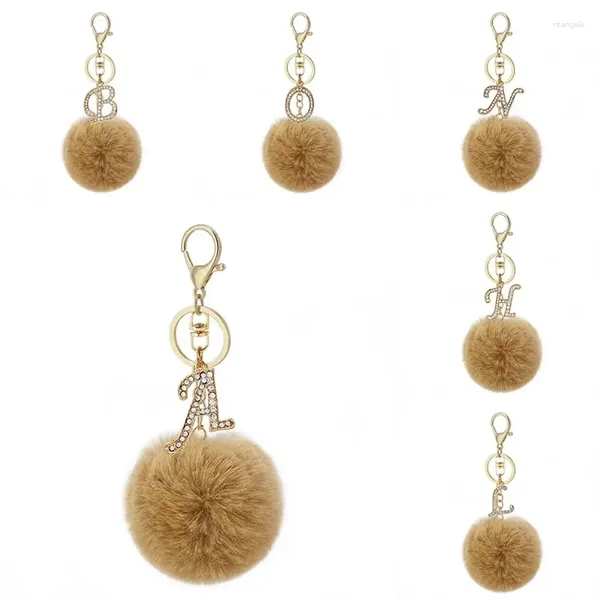 Portachiavi fai da te A-Z 26 lettere peluche zircone portachiavi per nome uomo portachiavi auto accessori borsa morbida clip chiave ragazze chiavi catena gioielli