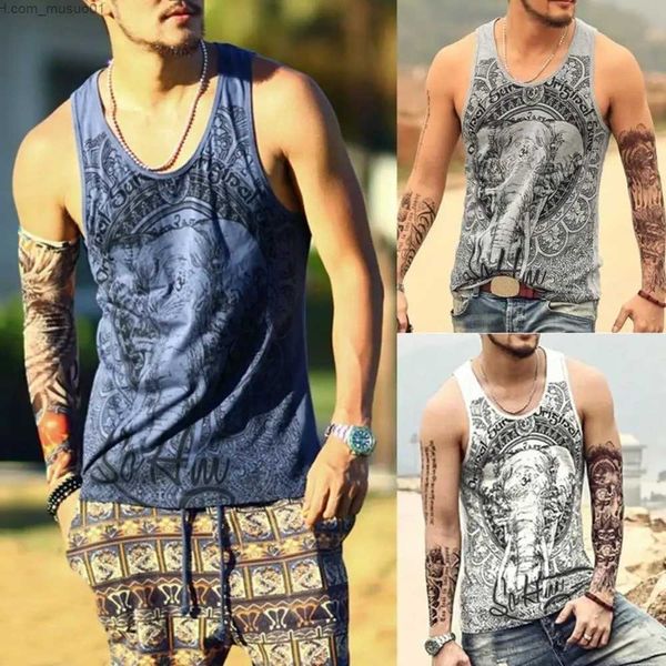 Regatas masculinas cinza regata casual fitness singlets marca masculina sem mangas gasp hip hop colete elefante estampa camiseta de algodão 2019 vintagel2402