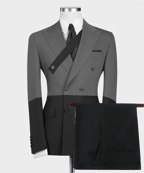 Abiti da uomo Abiti da uomo rosa e neri su misura doppio petto (giacca e pantaloni) Smoking dello sposo Groomsmen indossano blazer da sposa per