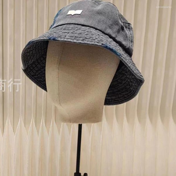 Berets Mode Klassisch Trendy Luxus Designer Washed Denim Logo Fisherman Hat Streetwear Letter Pot Cap Unisex I1