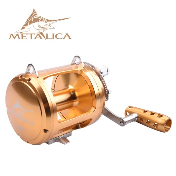 Makaralar metalica trolling jantlar 30wii/50wii/80wii 8+1bb davul makaraları döküm büyük model tam metal derin deniz demir tekne balık tutma makarası