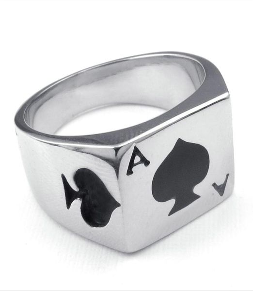 Vendita di gioielli Anello da uomo in acciaio inossidabile Poker Spade Ace Anello personalizzato in acciaio inossidabile 316L7759845