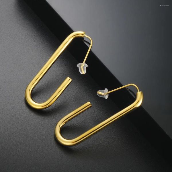 Stud Küpeler Jovo Aşk U ŞEKİL Uzun Geometrik Dikdörtgen Küpe Metal Paslanmaz Çelik 18 K Altın Kaplama Kadın Mücevherleri için Basit