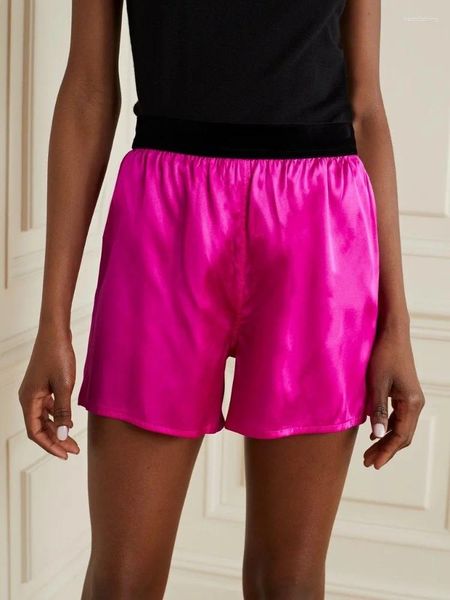 Frauen Shorts 2024 Sommer Satin Lose Beiläufige Elastische Taille Y2k Kleidung Mode Hohe Qualität Hosen Bh