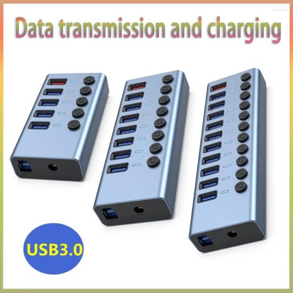 Usb 3.0 hub divisor adaptador de alta velocidade liga de alumínio docking station carregamento 5/8/11 portas para pc expansor múltiplo