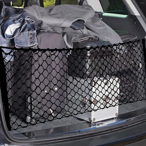 Aufbewahrungstaschen, Universal-Auto-Kofferraumnetz, elastisches Nylon-Rücken-Fracht-Organizer, doppellagiges Gepäck, Lebensmittelhalter, Kofferraumschnur