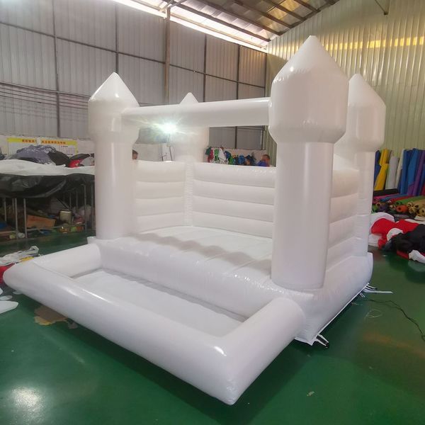 wholesale 4.5x4.5x3.5mH (15x15x11.5ft) bianco e rosa Casa di rimbalzo per bambini con ballpit che salta castello gonfiabile buttafuori gonfiabile per bambini con vasca per palline