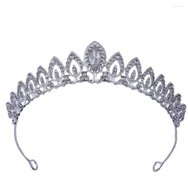 Fermagli per capelli Corona semplice coreana ornamento in lega di foglie tempestata di strass Copricapo imperatore