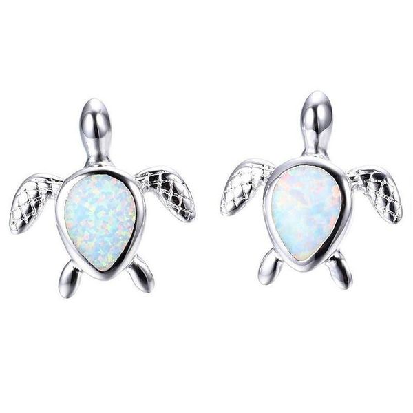 Stud sevimli deniz kaplumbağası yaratıcı güzel hayvan taklit ateş opal kulak küpe kadınlar için kızlar moda mücevher hediye damla teslim küpeler dholg