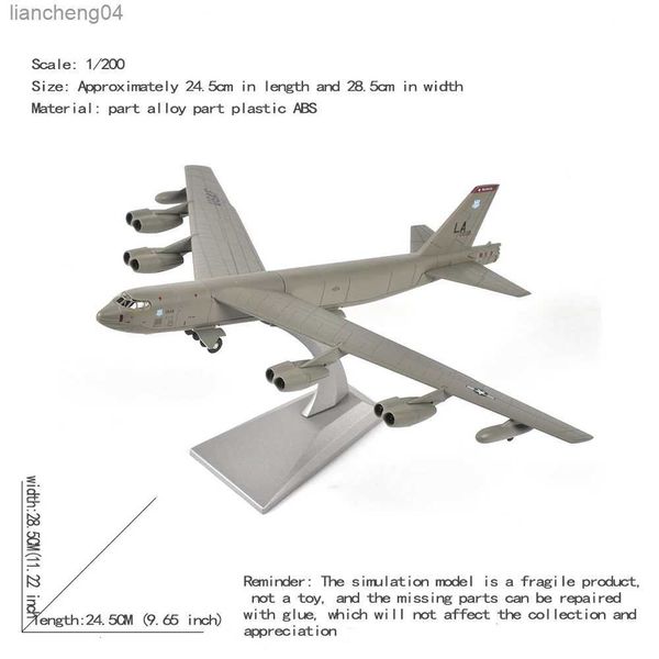 Modello di aereo JASON TUTU Scala 1/200 Modello in lega Pressofuso Modello di aereo B52 Bomber Militare Fighter B-52 Trasporto di goccia