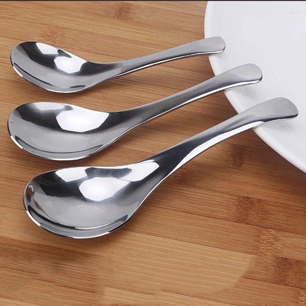 Colheres de aço inoxidável mesa sopa redonda colher conjunto sobremesa utensílios de cozinha mingau para restaurante jantar colher de sopa