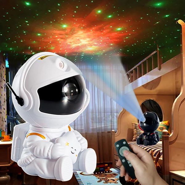 Astronot Led Galaxy Projector Night Lights Sky Lazer Yıldız Bulutsör Yatak Odası Dekorasyon Atmosfer Işık 240220