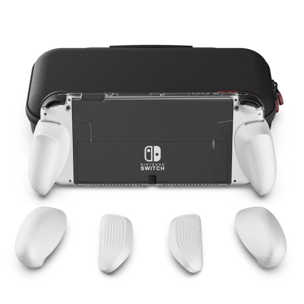 Чехлы Skull Co. GripCase OLED Bundle Закрепляемый прозрачный защитный чехол MaxCarry Case Сумка для хранения для Nintendo Switch OLED